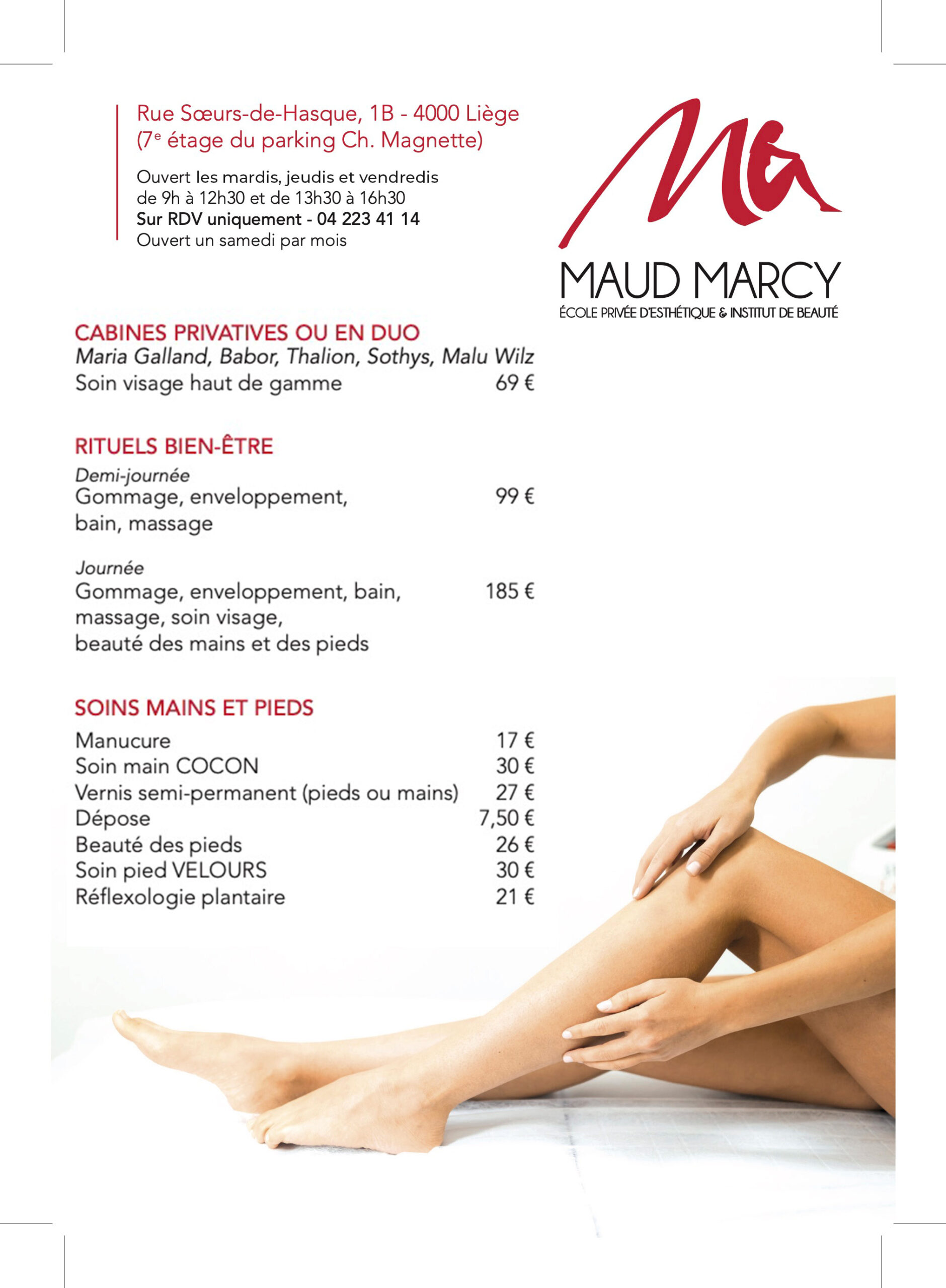 Tarifs de nos soins esthétiques